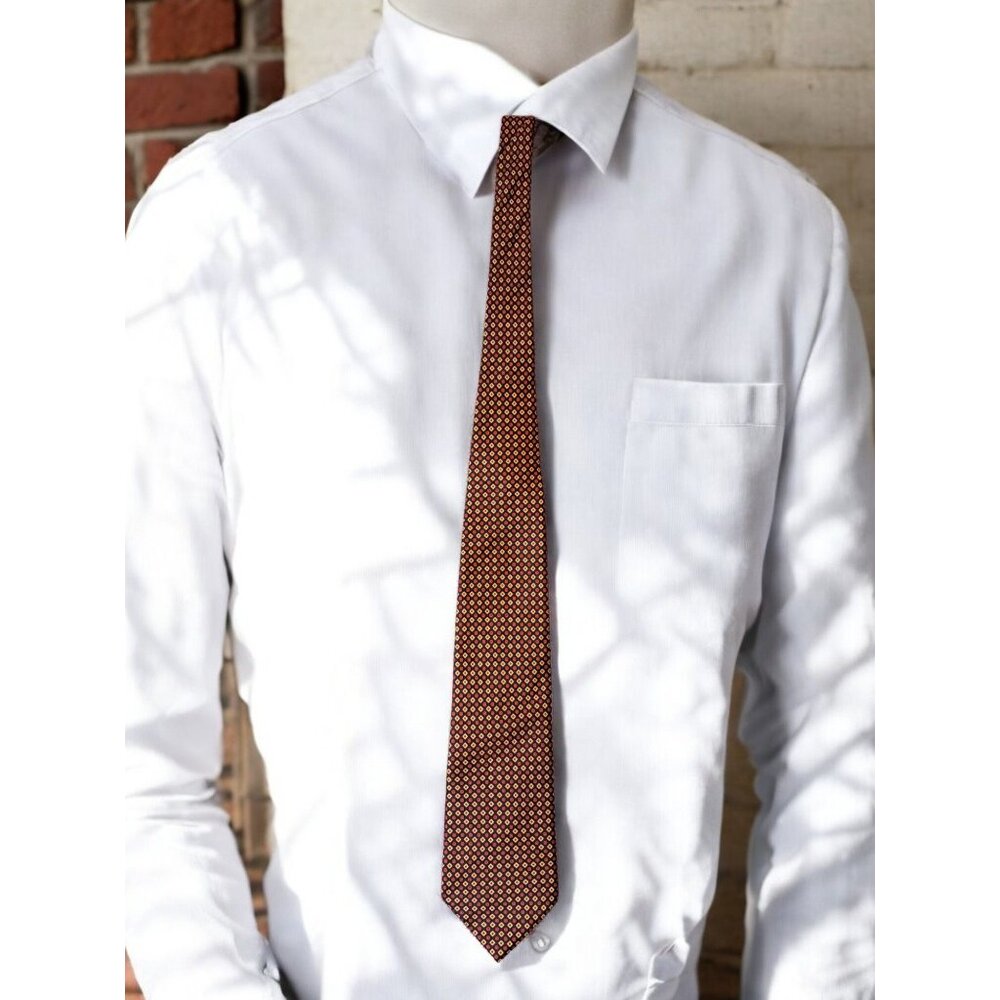 Firenze Italian Silk Red Blue and Gold Geometric Tie